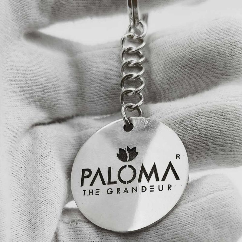 Fancy Silver Round Customise Logo Design for Gifting Keychain 925 Hallmark