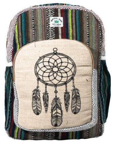 Printed Hemp Backpack Bag