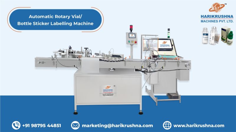 Automatic Rotary Vial-Bottle Sticker Labelling Machine