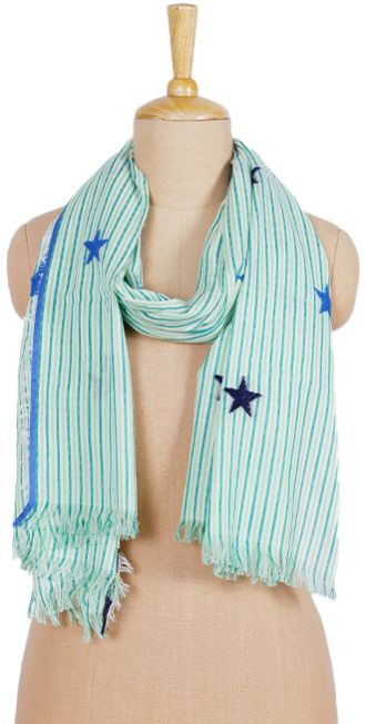 Mint Galaxy Striped Cotton Scarf