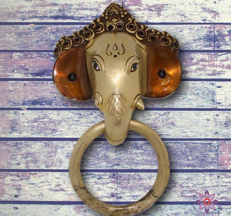 Copper Brown Ganesha Brass Door Knocker