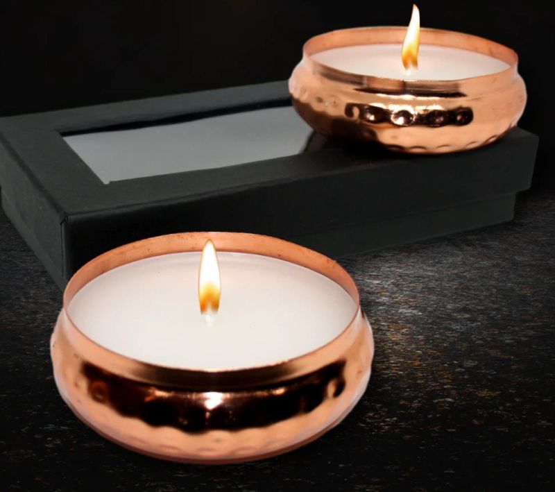 Copper Finish Copper Platting Urli Candle Holder