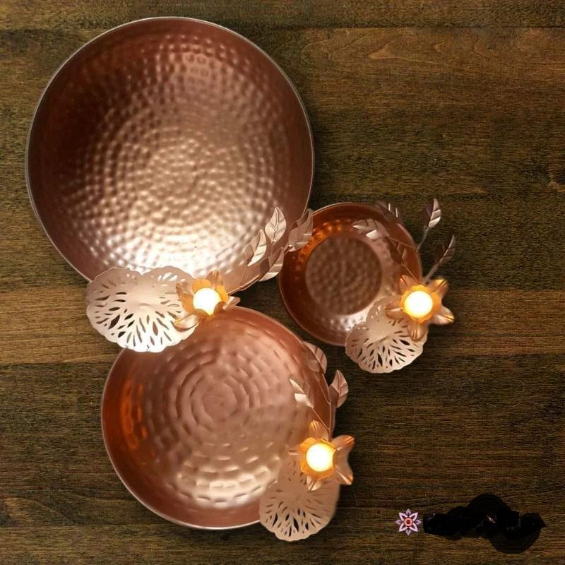 Floral T-Light Urli Set For Decor