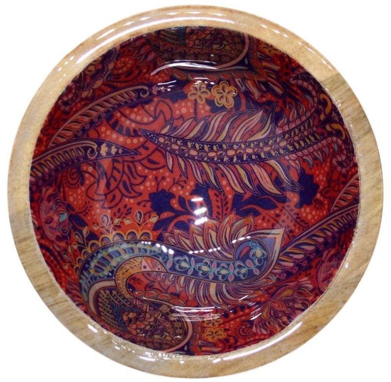 Printed Mango Wood Laminated Snack Bowls