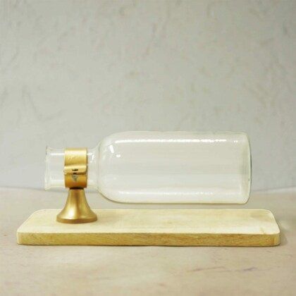 Flower Vase Glass Bottle Hanging with Wood Panel