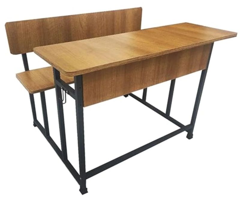 Double Student Bench with Back Support Desk