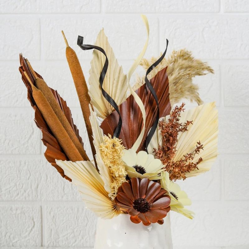 Dried Flower Bouquet with Ceramic Vase