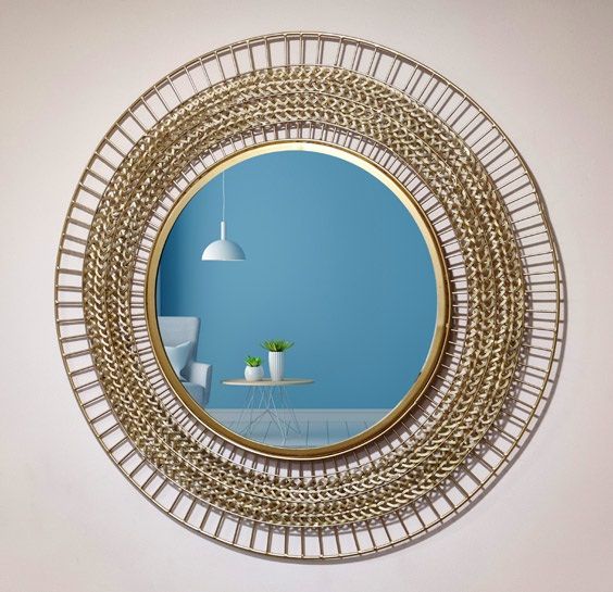 Metal Framed Round Decorative Mirror