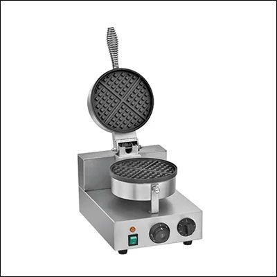 Stainless Steel Single Round Waffle Maker, Color : Silver