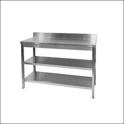 Stainless Steel Work Table with Two Undershelves, Color : Silver