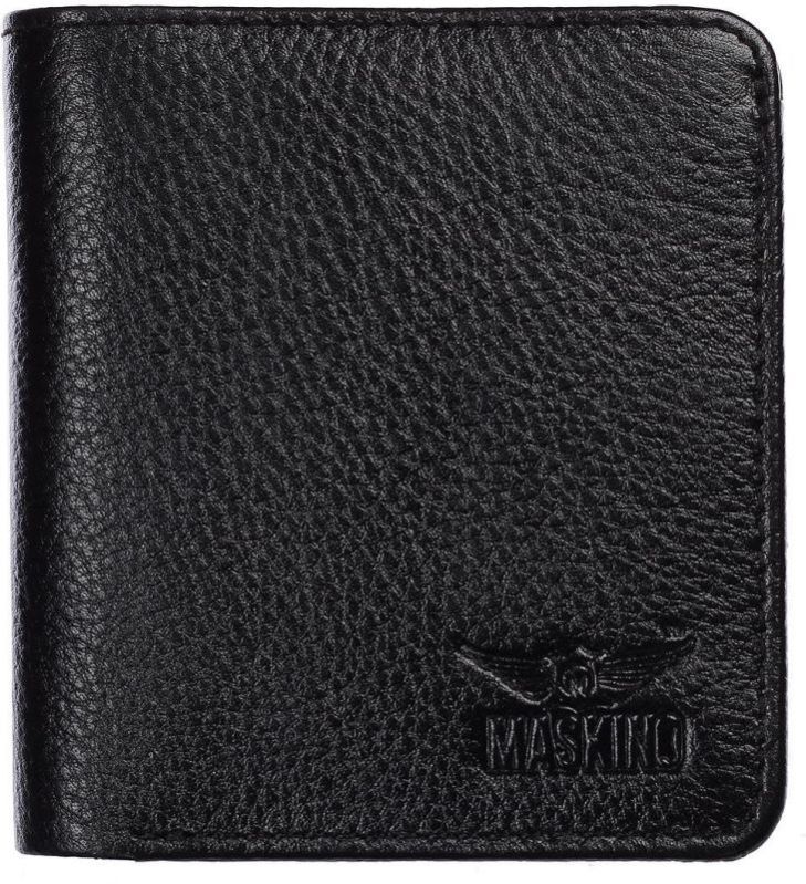 Genuine Leather Book Fold Wallet Black for Men