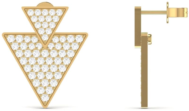 2.72 CT Natural Round Diamond Triangle Stud Earring For Ladies