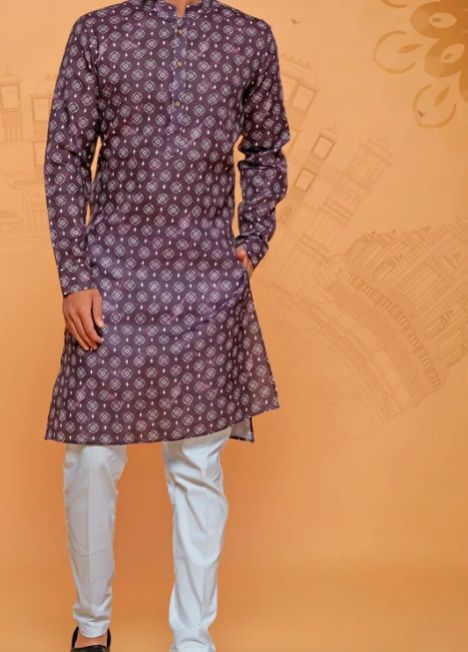 Cotton Fabricated Mens Kurta Set