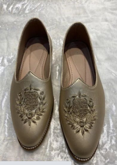 Golden Handwork Loafer Shoes For Mens