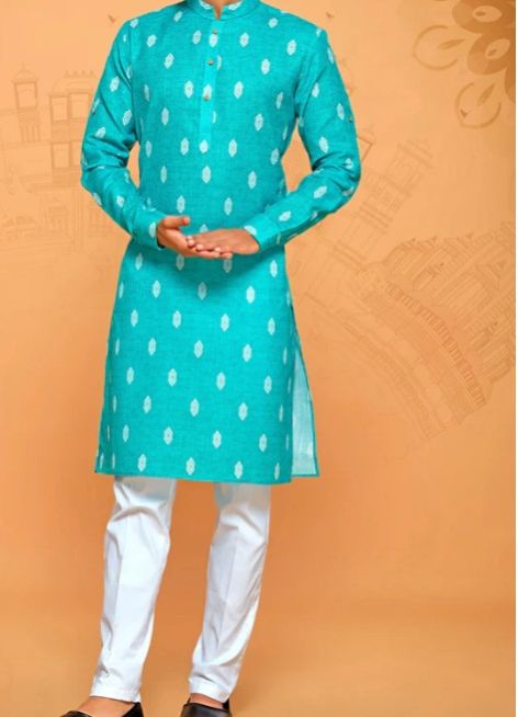 Rama Green Festive Men Kurta Set