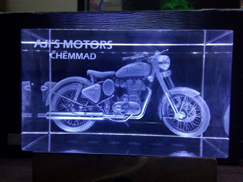 Aadya Crystal 6x6x10 Bike 3d Model Laser Engraving Crystal Cube