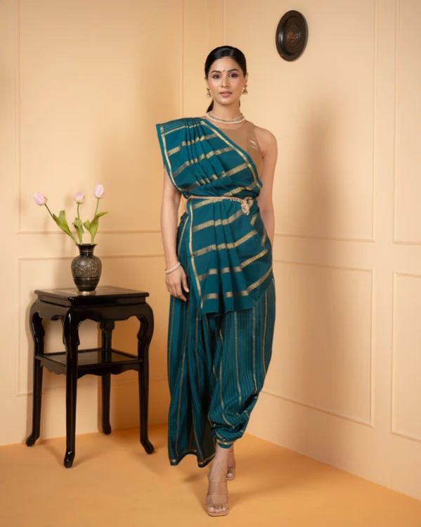 Blue Pure Zari Mysore Silk Saree