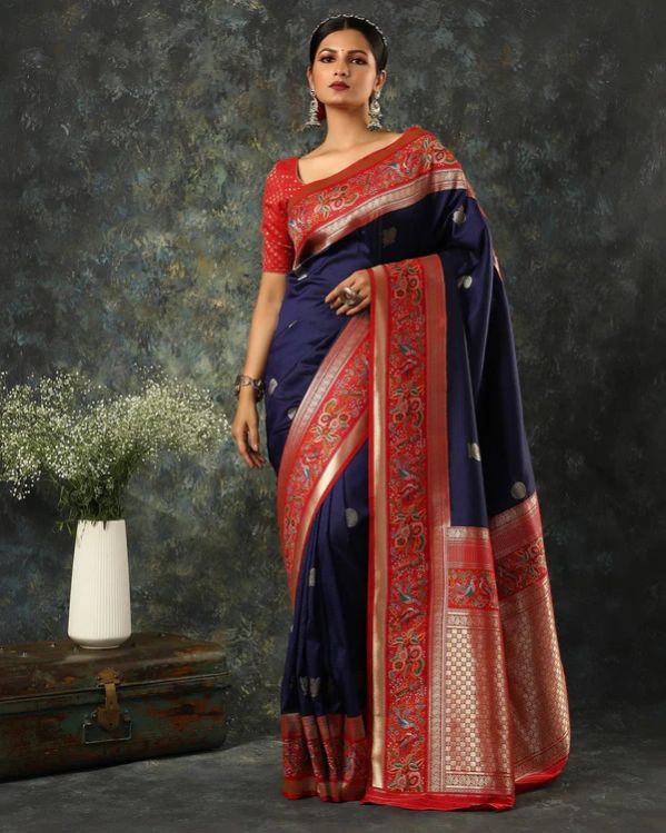 Blue Woven Fancy Banarasi Art Silk Saree
