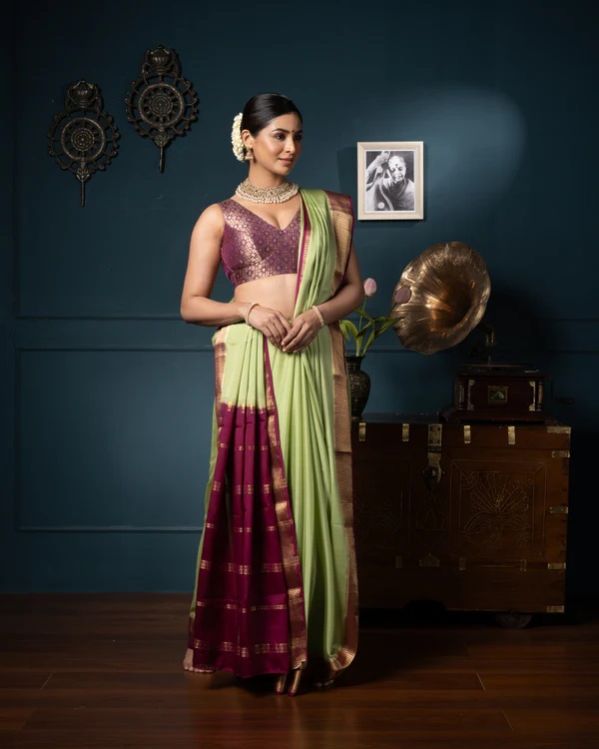 Green Crepe Silk Saree