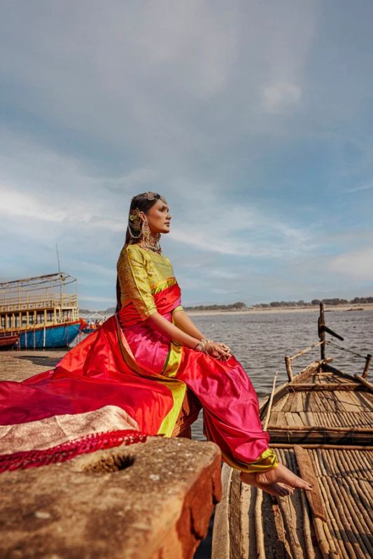 Pink Banarasi Satin Silk Saree