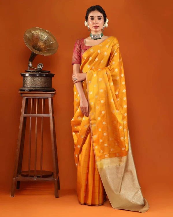 Yellow Kanjivaram Silk Saree