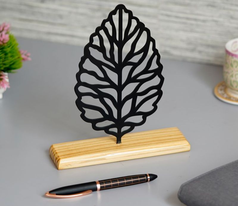 Contemporary Black Leaf Sculpture