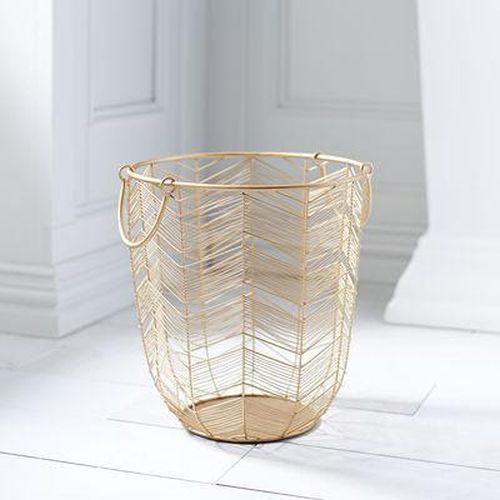 Glossy/polished Metal (Wire Iron) Gold Wire Mesh Storage Basket