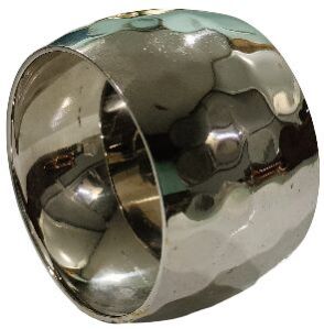 Durable Metal Alloy Modern Silver Hammered Napkin Ring