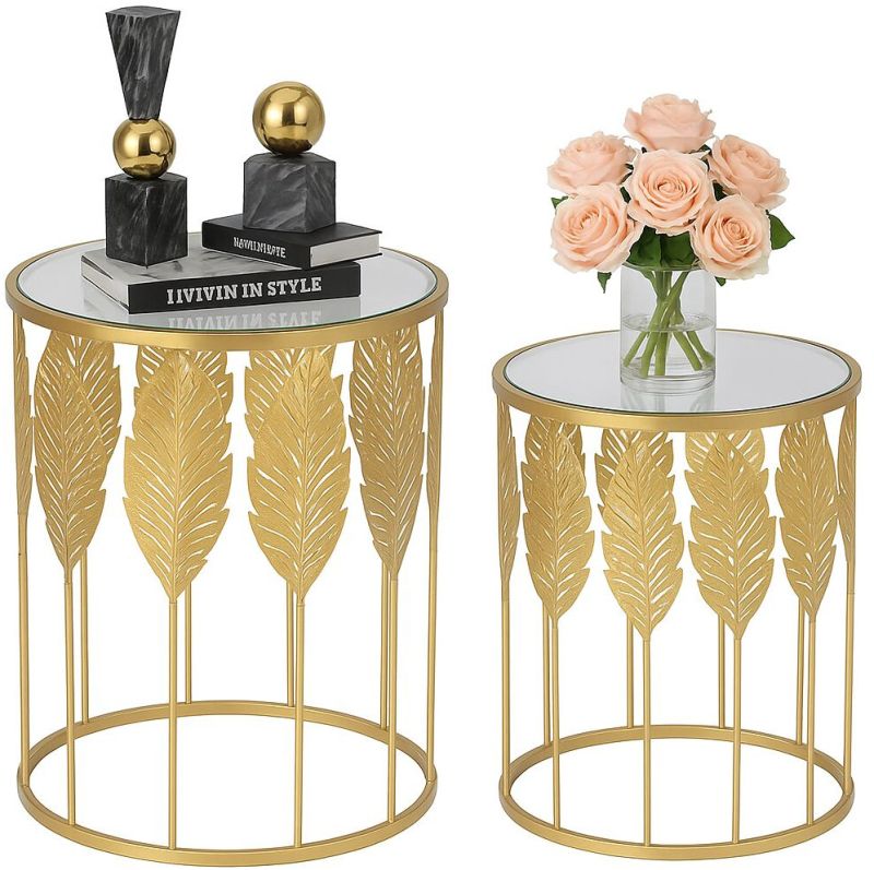 Metal Side Table with Marble / Glass Top