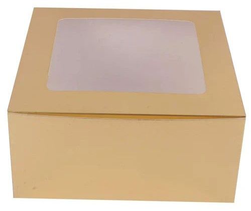 Plain Printed Duplex Paper 10x10x5 Inches Window Cake Box