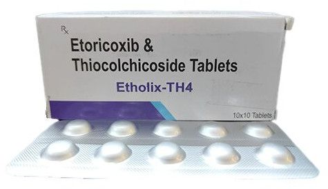 Etholix T4 Etoricoxib Thiocolchicoside Tablet, Color : White