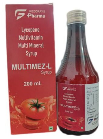 Lycopene Multivitamin Multimineral Syrup, Color : Red, Form : Liquid