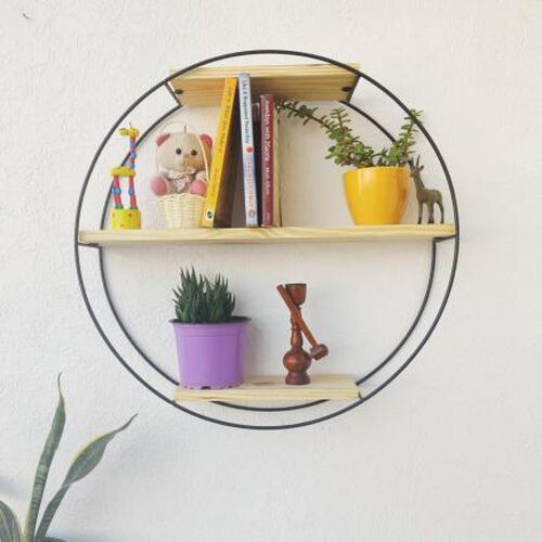 Three Tier Round Decorative Metal Wall Shelf