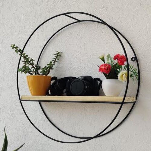 Round Single Tier Decorative Metal Wall Shelf