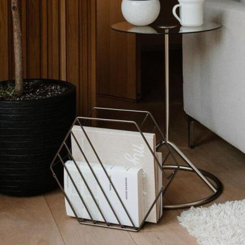 Black Stainless Steel Hexagonal Magazine Holder