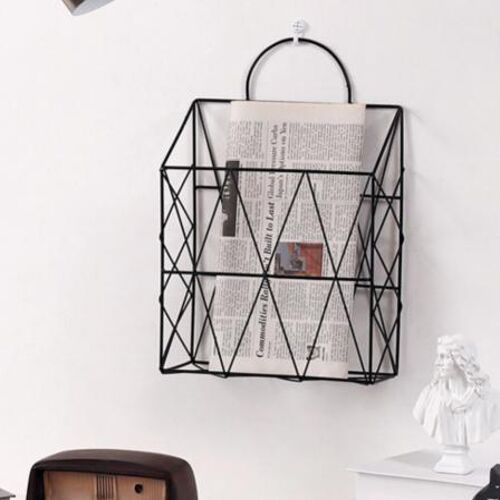 Black Metal Wall Hanging Magazine Holder