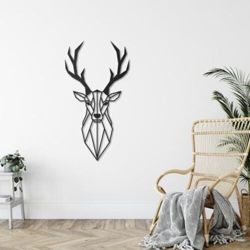 Black Home Decor Poly Deer Metal Wall Art