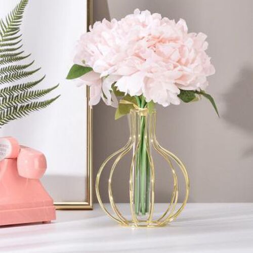 Pot Shape Metal Wire Glass Tube Vase