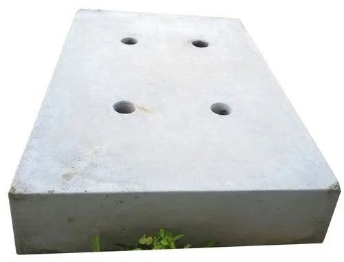 Gray Plain Rectangular Concrete Manhole Cover