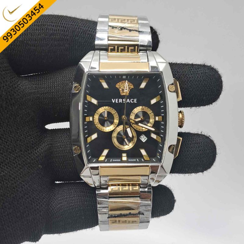 Versace Dominus Chronograph Dual Tone Black Dial Swiss Watch