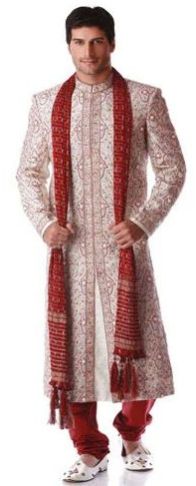 Cream Designer Mens Wedding Sherwani
