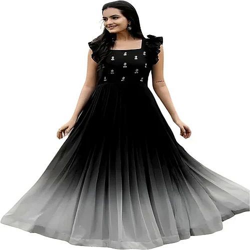 Grey Black Party Wear Western Gown