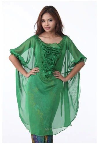 Ladies Fancy Green Georgette Kaftan