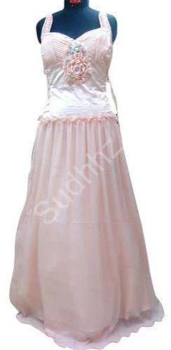 Sudhhz Georgette Ladies Light Pink Party Wear Gown M, Xl