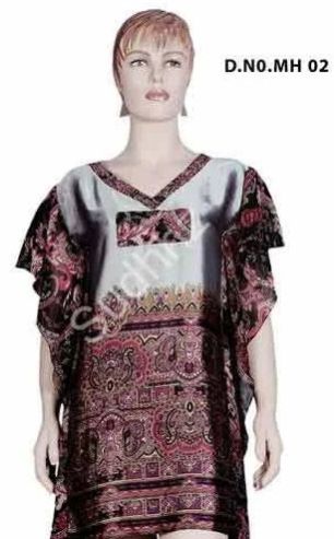 Printed V Neck Georgette Ladies Stylish Kaftan, Color : Multicolor
