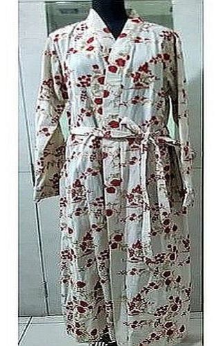 Ladies White Printed Cotton Islamic Abaya