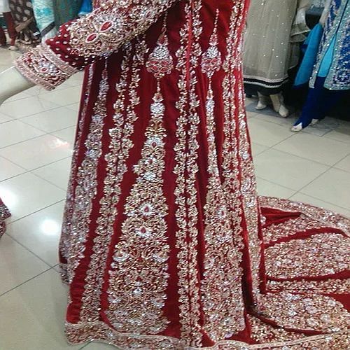 Red Heavy Stone Embroidered Lehenga Choli