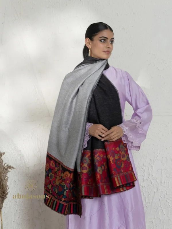 Black Woollen Kani Weave Shawl