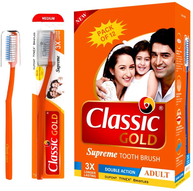 pack of 12 classic gold supreme manual toothbrush