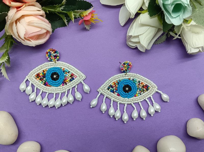 Handmade Beaded Evil Eye Earrings